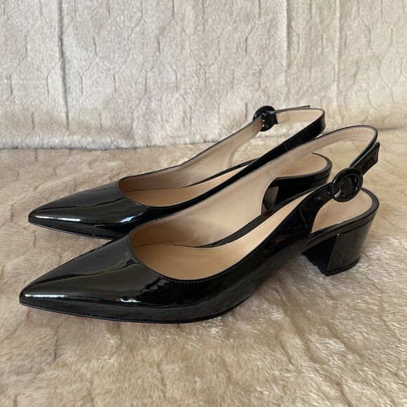 Gianvito Rossi Women's Black Patent Leather Slingback Pumps EU 37 1/2 US 7 $695 - Picture 6 of 16